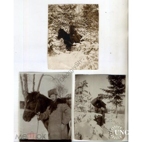 Четыре фронтовые военные фотографии врач А.Ф. Кучера 8,7х11,5 см  Первая мировая война