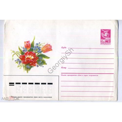  Дергилева Цветы, тюльпаны 1987 ХМК без ПК  / сувенирный конверт без открытки