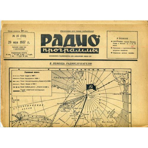 газета  Радиопрограммы 25 29 мая 1937 - воздушные экспедиции к Северному полюсу, реклама фотоаппарат