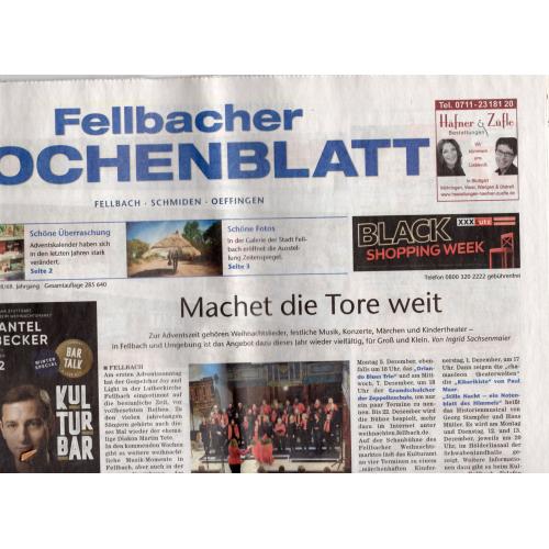 Германия Фелльбах газета Fellbacher Wochenblatt 30 ноября 2022 на немецком