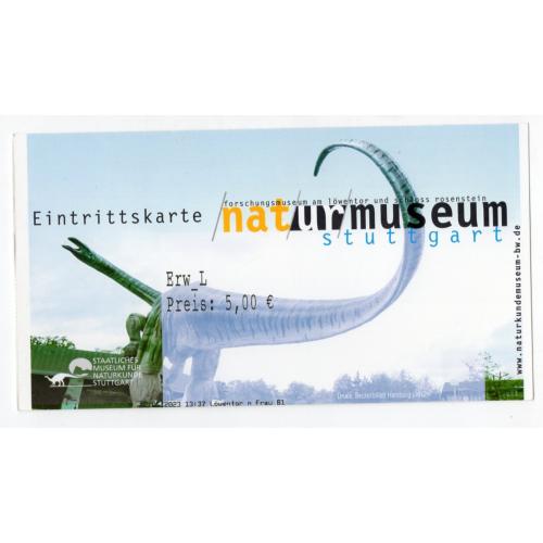Германия Штутгарт входной билет Музей природы 2023