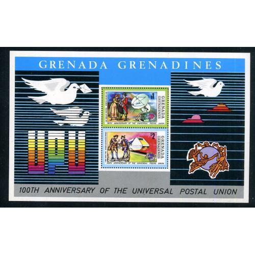 Гренада Гренадины 100 лет UPU Блок MNH космос связь 