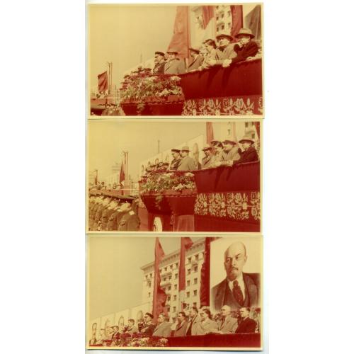 Харьков площадь Демонстрация трибуна - выступает Маршал СССР Ю.П. Бажанов - 3 фото 9,5х14,5 см  