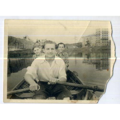 Харьков на лодке река Харьков Красношкольная набережная 8,8х12 см  