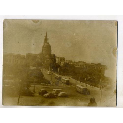 Харьков  вид на Благовещенский собор , троллейбус 9х11,5 см  