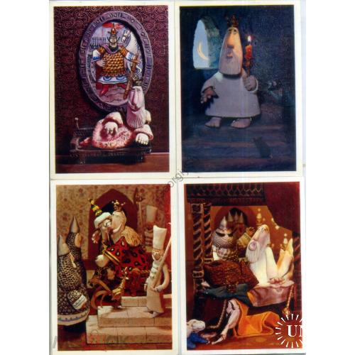 А. Канторов А.С. Пушкин Сказка о Золотом петушке набор 19 из 22 открыток куклы 1974  