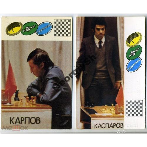 шахматы Карпов, Каспаров 1990 2а карманных календарика  