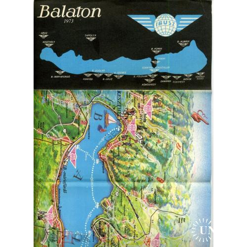 карта озеро Балатон Balaton 1973  Венгрия