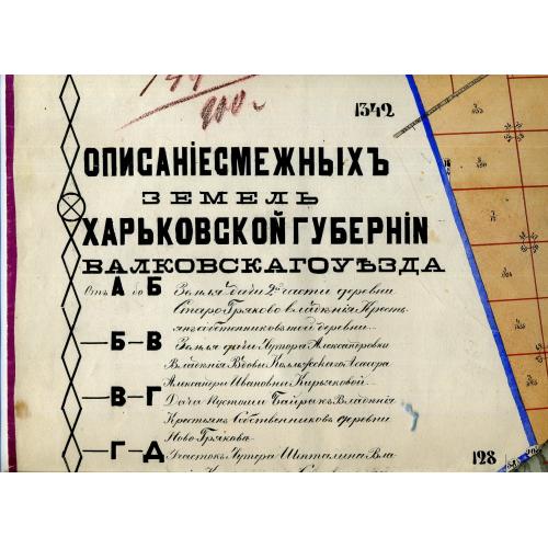 карта Смежные земли Харьковская губерня Валковский уезд 26 ноября 1899 