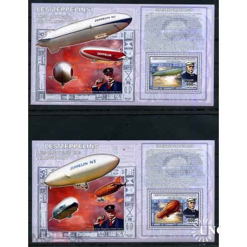 Конго Дирижабль Граф Цеппелин серия 6 блоков и малый лист 2006 MNH  