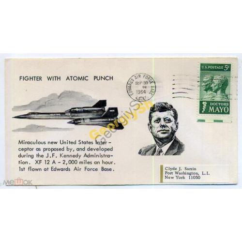 конверт США Кеннеди Бомбардировщик XF12a 30.09.1964  