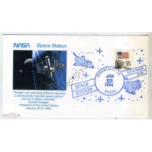     конверт США Space Station NASA 25.01.1984 Хьюстон  / космос