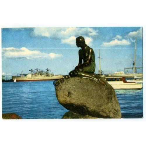Копенгаген Дания Порт Памятник Русалочке  / корабль флот