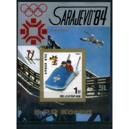Корея КНДР Сараево 1984 бобслей , космос люкс-блок MNH беззубцовый  