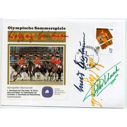 КПД Корея Сеул-88 Конный спорт Золотые медали автографы 28.09.1988