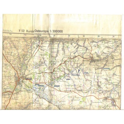 Курск 1942 г немецкая планшетная карта