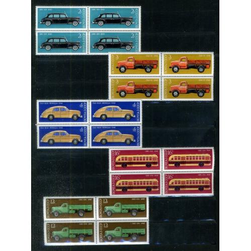 квартблок серия марок 4523-4527 История Отечественного автомобилестроения 1976 MNH