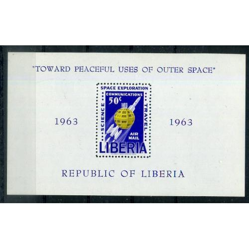 Либерия Блок Мирное использование космоса 1963 MNH 
