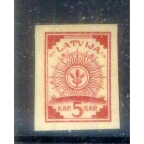 марка 5 крон беззубцовая Латвия 1919 MNH