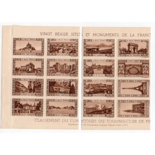 Непочтовые марки / виньетки / Франция серия - двадцать прекрасных французских памятников -19 марок