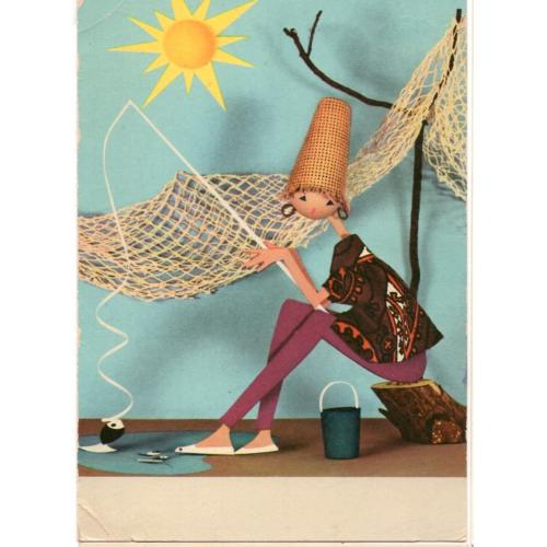 открытка ГДР Рыбачка 3424 кукла