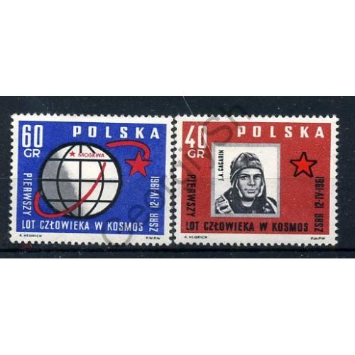 Польша Гагарин космос 1961 MNH серия 2 марки  