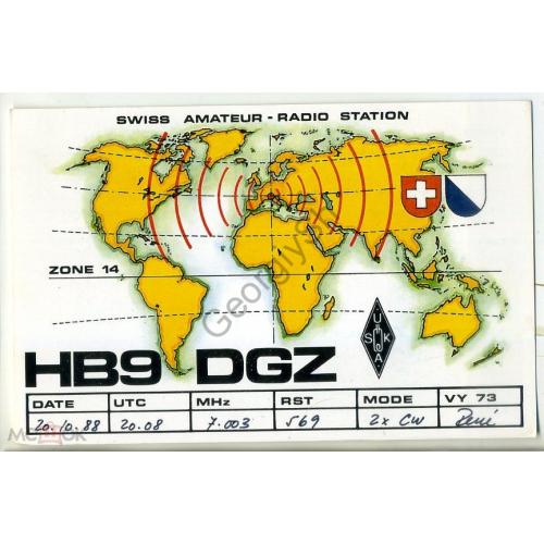 
    радиокарточка Швейцария 20.10.1988 карта
  