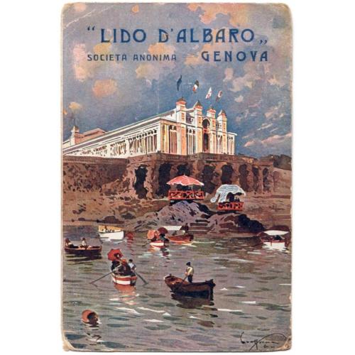 рекламная открытка Lido D'Albaro - Genova Genoa Italy Италия до 1910 года - ресторан автосервис ...
