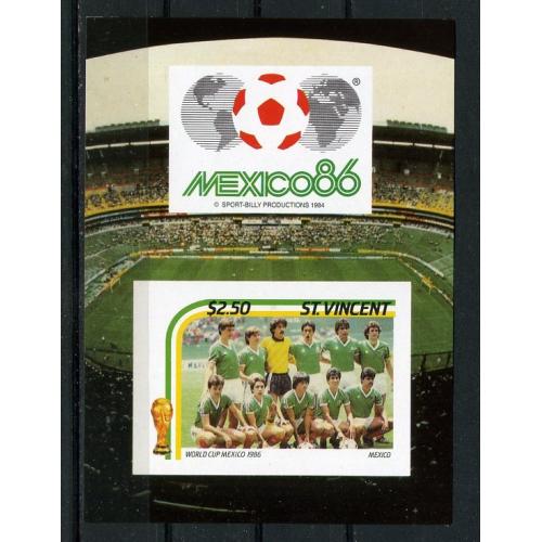 Сент-Винсент Чемпионат мира по футболу Мексика 1986 команда Мексики Блок БЗ MNH 