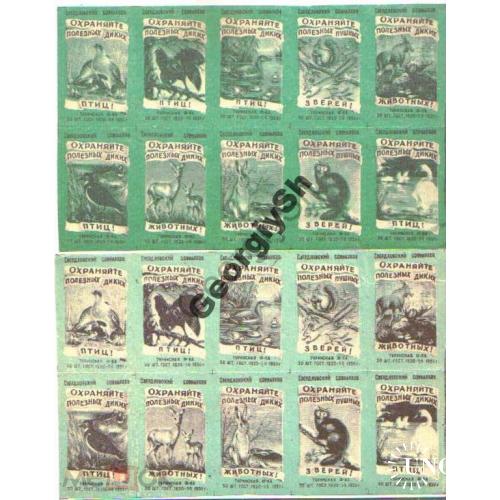  спичечные этикетки 1959 Туринск Охраняйте животных ! набор 80шт  