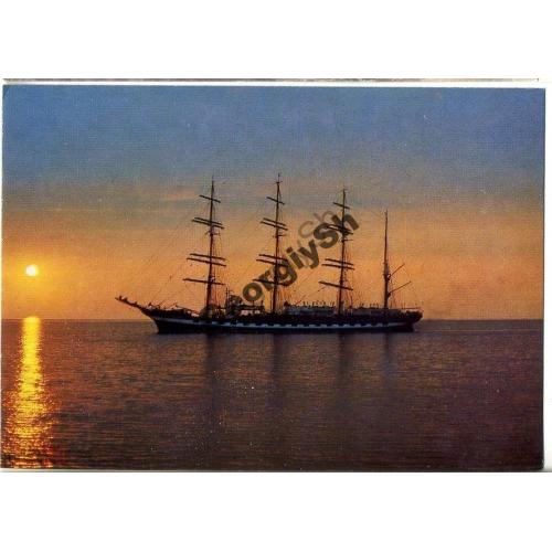 Утро на Рижском заливе 1986 парусник  флот корабль