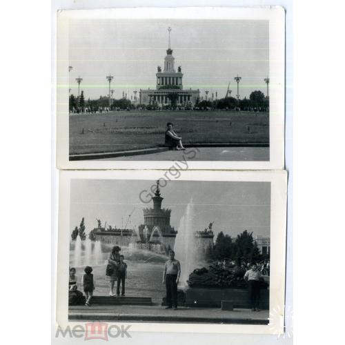 ВДНХ СССР 2 фото 9х12,7 см Главный павильон, фонтан  