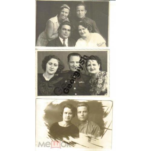   Военный с семьей 3 фото 1928-1955г Уфа 8,5х13см  