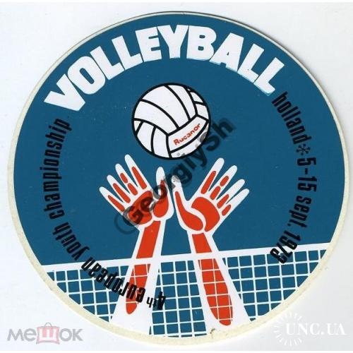 переводная наклейка Волейбол Чемпионат Европы 1973 с автографом Олега Молиобга  