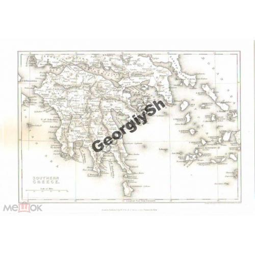    Южная Греция - карта гравюра  