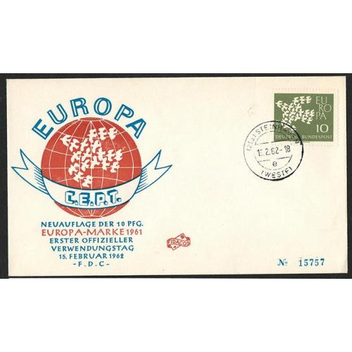конверт Europa CEPT Німеччина 1962