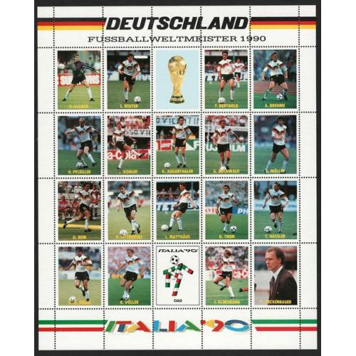 Німеччина 1990 футбол сувенірний лист ** MNH
