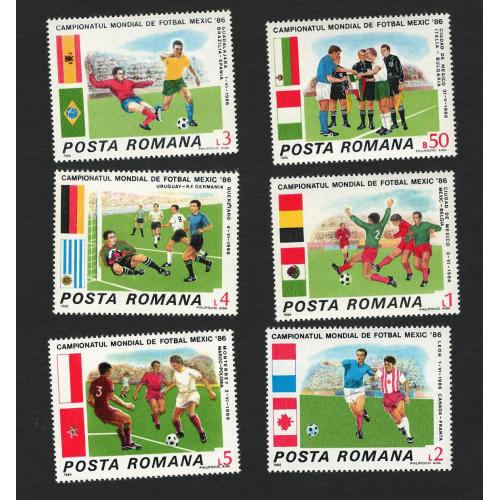 Румунія 1986 футбол Michel Nr. 4260-65 ** MNH