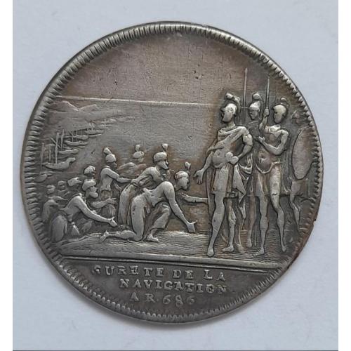 Медаль - Киликийские пираты подчиняются Помпею.1740-50 гг.чеканки Серебро.
