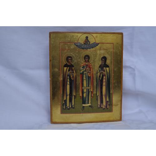 Икона Святой Пантелеймон с предстоящими