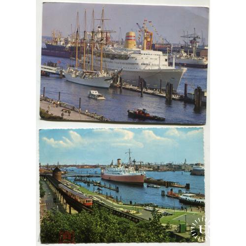 Флот. Гамбург. Hamburg. Порт. Две открытки. 1964.