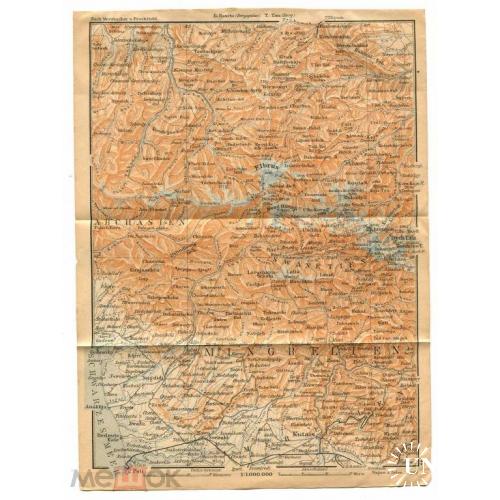 Грузия. Мингрелия. Абхазия. Карта. 1904 г.  16х22 см.