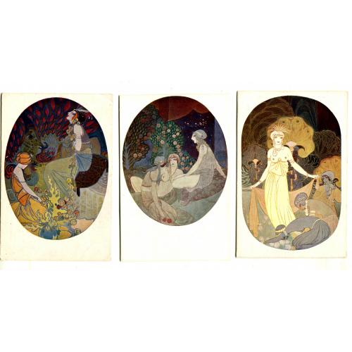 K. Stefanowicz. "Wschodnia krolewna". 'Krolewna i niewolnik'. "Bajka nocy". Три Листівки. Poland. 