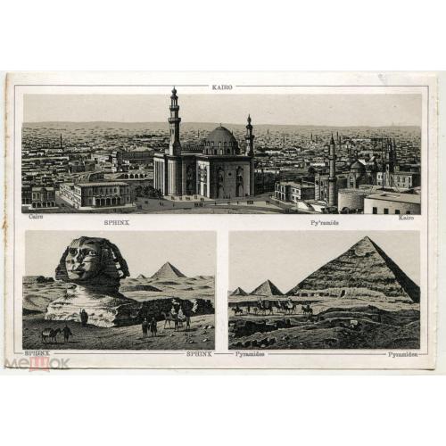 Каир. Египет. .  Литография . XIX век. 11,5 х 17 см. Реверс чистый.