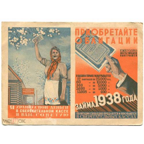Календарь. Сберкасса. Проведение тиражей. 1938 год.