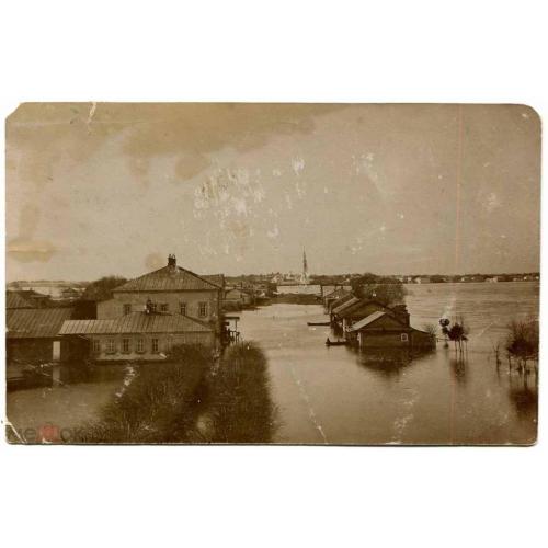 Калязин. Тверь. Наводнение 1908 года.   Фотооткрытка.