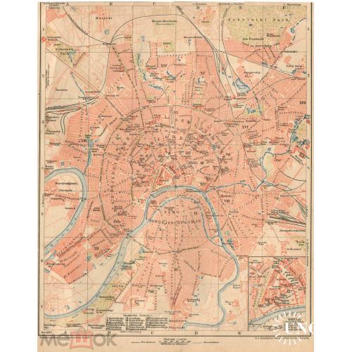Карта. МОСКВА. 25 х 29 см. 1892 г. Brockhaus. Leipzig.