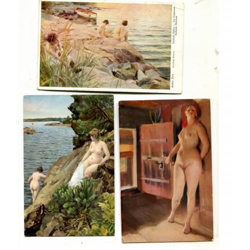 Ню. Худ. А.Цорн. 3 открытки