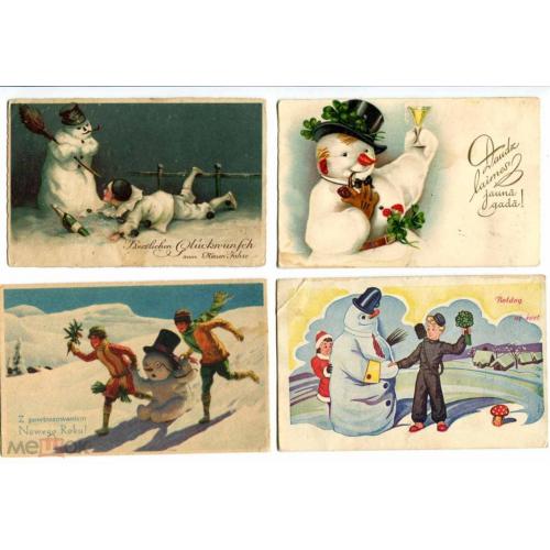 Снеговик. Snowman. Новый год. Коллекция из12 открыток
