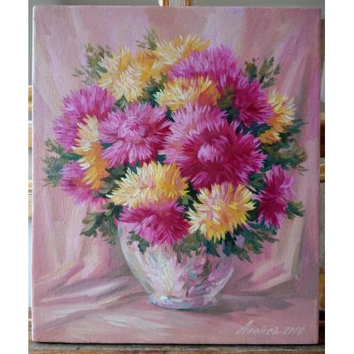 "Астры",картина маслом